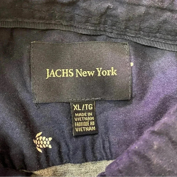 Jachs New York men navy blue button short sleeve with pocket casual work shirt - Picture 2 of 7